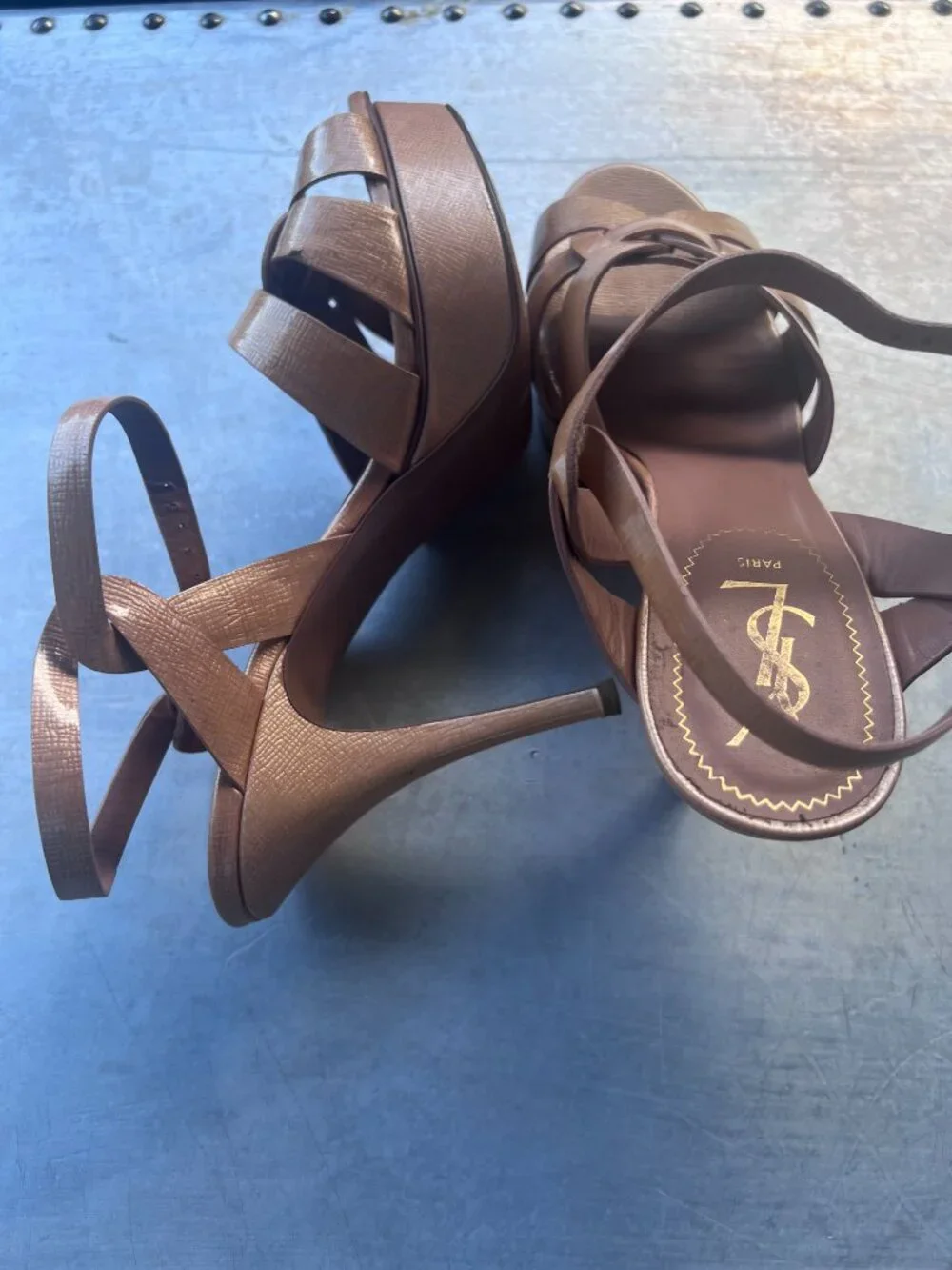 YSL Tribute Strappy Platform Sandals Size 11 / 41
